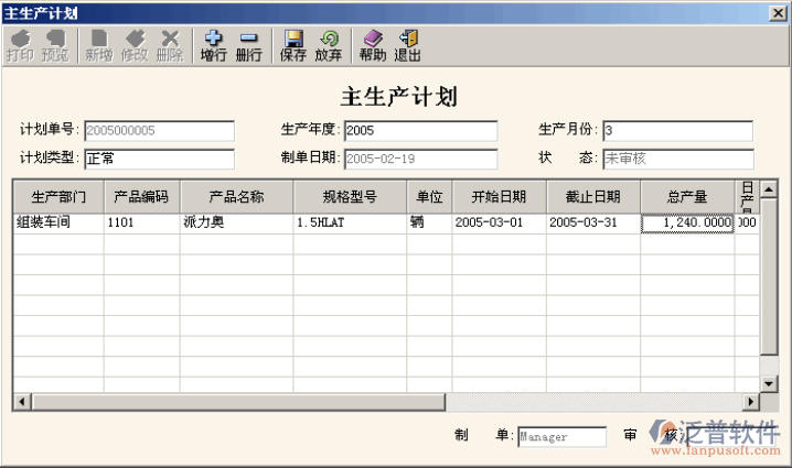 主生產(chǎn)計(jì)劃錄入、審核管理