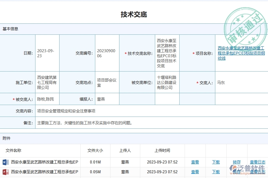 泛普軟件-路橋工程管理系統(tǒng)的技術(shù)交底列表給企業(yè)經(jīng)營有哪些價(jià)值