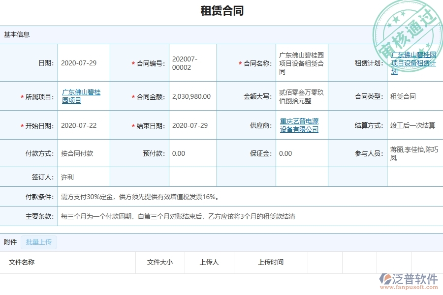 三、泛普軟件-幕墻工程管理系統(tǒng)中租賃合同報(bào)表的注意事項(xiàng)