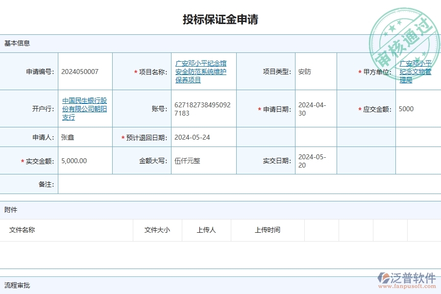 三、泛普軟件-安防工程企業(yè)管理系統(tǒng)中投標保證金的核心功能