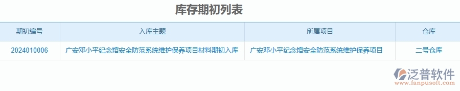 二、泛普軟件-安防工程項目管理系統(tǒng)在庫存期初中的方案