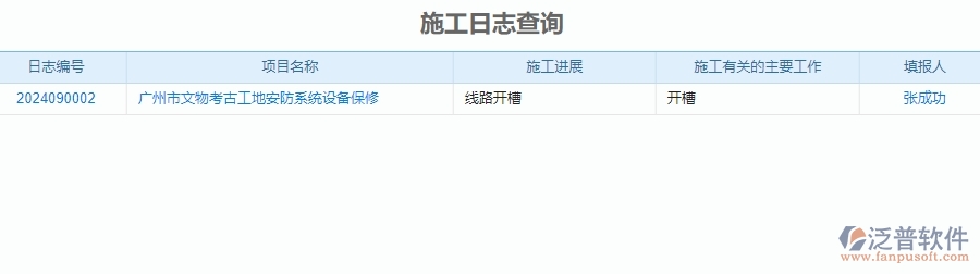 二、泛普軟件-安防工程企業(yè)管理系統(tǒng)中施工日志查詢管理的核心功能