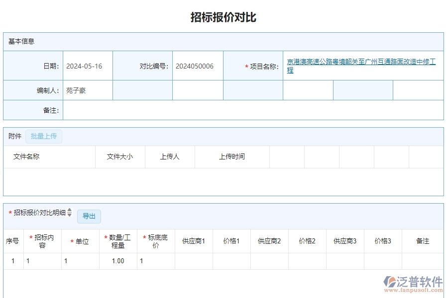 二、泛普軟件-安防工程企業(yè)招標報價對比管理系統(tǒng)的管控點