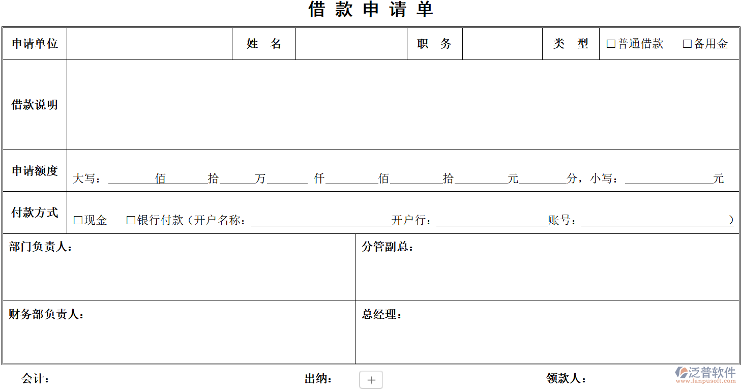建筑工程公司借款申請單與費用報銷單